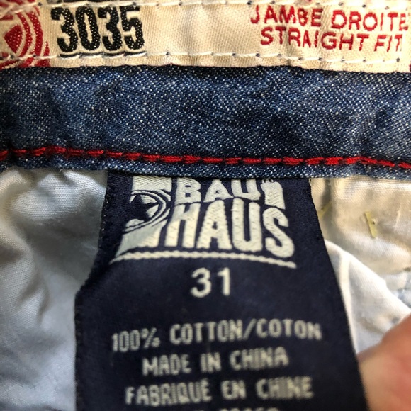 Fancy Light blue Men’s Jeans Bauhaus Brand straight fit low to mid rise - Picture 12 of 13